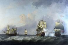A British Trading Ship from the East India Company, Caught in a Storm Wind. Oil on Canvas, 18Th Cen-Charles Brooking-Giclee Print