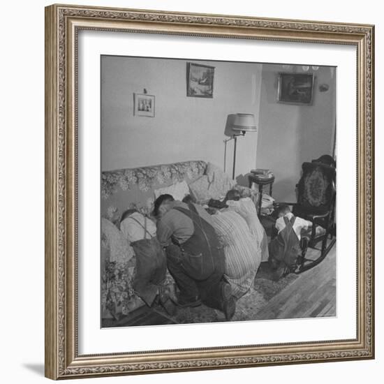 Charles C. Todd and His Family, Praying in the Morning Before Breakfast-Wallace Kirkland-Framed Photographic Print