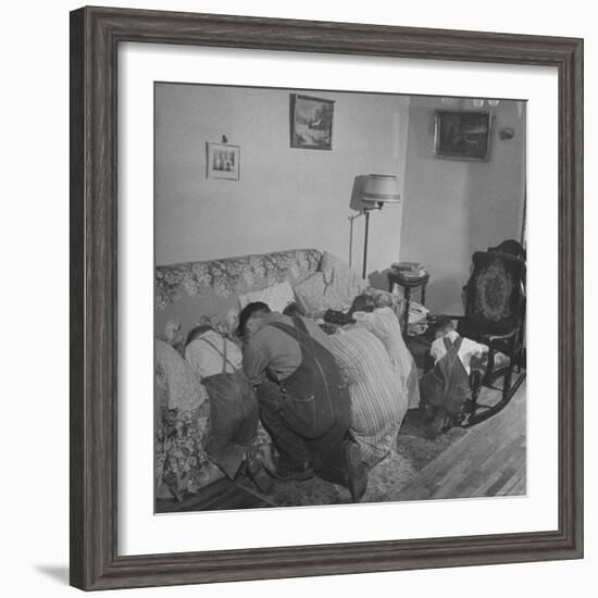 Charles C. Todd and His Family, Praying in the Morning Before Breakfast-Wallace Kirkland-Framed Photographic Print