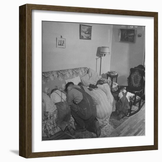 Charles C. Todd and His Family, Praying in the Morning Before Breakfast-Wallace Kirkland-Framed Photographic Print