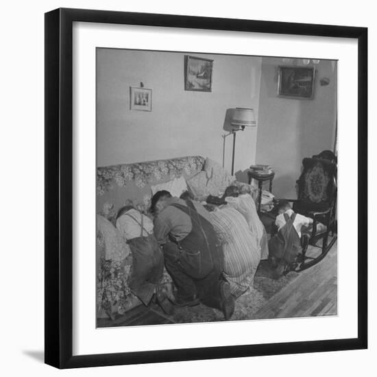 Charles C. Todd and His Family, Praying in the Morning Before Breakfast-Wallace Kirkland-Framed Photographic Print