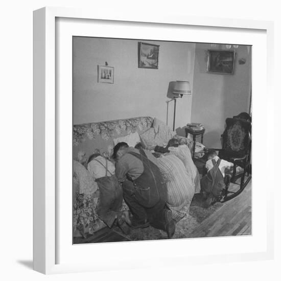 Charles C. Todd and His Family, Praying in the Morning Before Breakfast-Wallace Kirkland-Framed Photographic Print