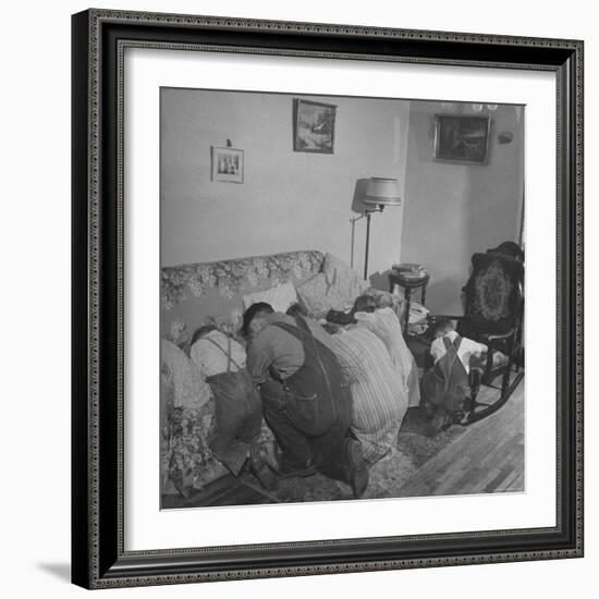 Charles C. Todd and His Family, Praying in the Morning Before Breakfast-Wallace Kirkland-Framed Photographic Print