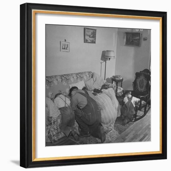 Charles C. Todd and His Family, Praying in the Morning Before Breakfast-Wallace Kirkland-Framed Photographic Print