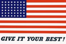 Give It Your Best! - 1942 USA Flag-Charles Coiner-Framed Premier Image Canvas