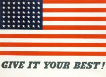 Give It Your Best! - 1942 USA Flag-Charles Coiner-Premium Giclee Print