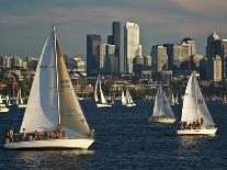 Sailboats Race on Lake Union under City Skyline, Seattle, Washington, Usa-Charles Crust-Photographic Print