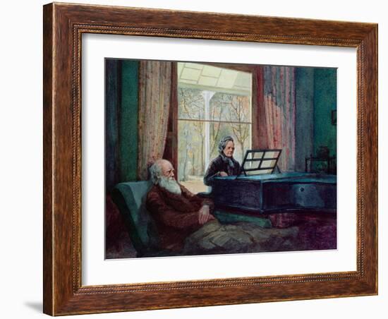 Charles Darwin and His Wife at the Piano-null-Framed Giclee Print
