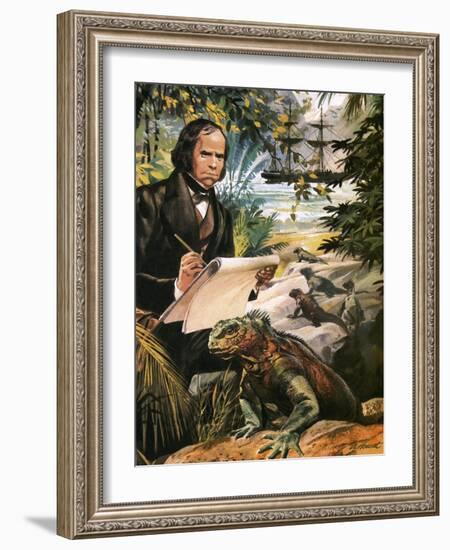 Charles Darwin on the Galapagos Islands-Andrew Howat-Framed Giclee Print