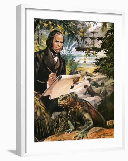 Charles Darwin on the Galapagos Islands-Andrew Howat-Framed Giclee Print