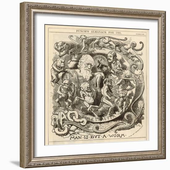 Charles Darwin Satire: Man is But a Worm-null-Framed Photographic Print