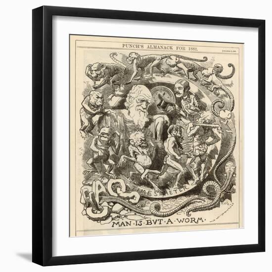 Charles Darwin Satire: Man is But a Worm-null-Framed Photographic Print