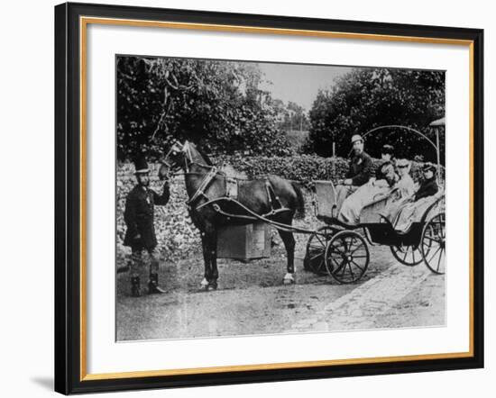 Charles Dickens and His Two Daughters Riding in a Basket Phaeton-null-Framed Photographic Print