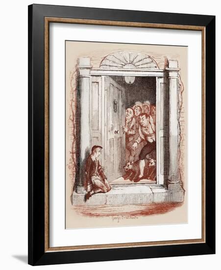 Charles Dickens 's 'The Adventures of Oliver Twist'-George Cruikshank-Framed Giclee Print