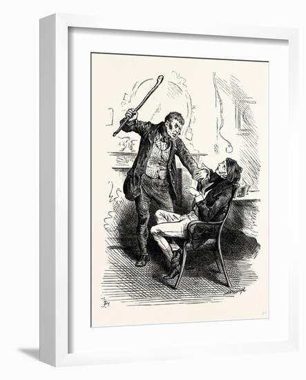 Charles Dickens Sketches by Boz Leave That 'Ere Bell Alone You Wretched Loo-Nattic!-George Cruikshank-Framed Giclee Print