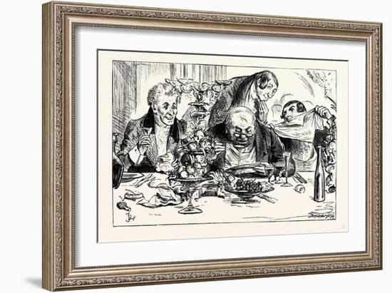 Charles Dickens Sketches by Boz Tureens of Soup are Emptied with Awful Rapidity-George Cruikshank-Framed Premium Giclee Print