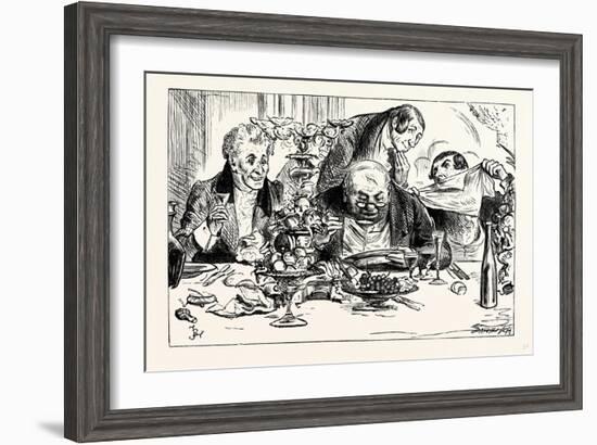 Charles Dickens Sketches by Boz Tureens of Soup are Emptied with Awful Rapidity-George Cruikshank-Framed Giclee Print