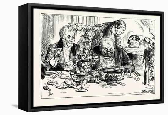 Charles Dickens Sketches by Boz Tureens of Soup are Emptied with Awful Rapidity-George Cruikshank-Framed Premier Image Canvas