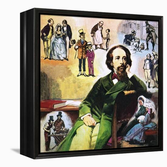 Charles Dickens with His Characters-Ralph Bruce-Framed Premier Image Canvas