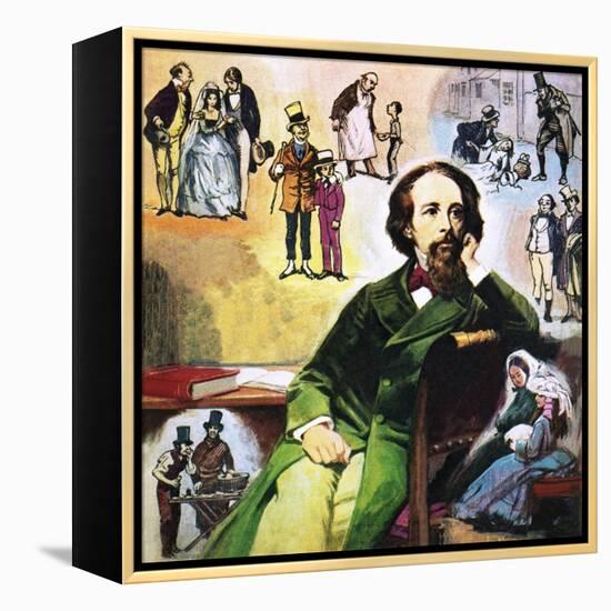 Charles Dickens with His Characters-Ralph Bruce-Framed Premier Image Canvas