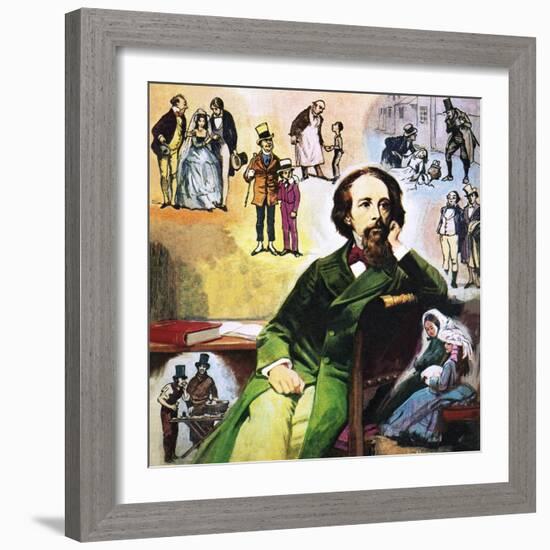 Charles Dickens with His Characters-Ralph Bruce-Framed Giclee Print