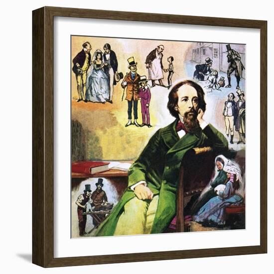 Charles Dickens with His Characters-Ralph Bruce-Framed Giclee Print
