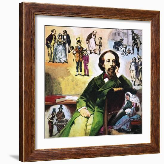 Charles Dickens with His Characters-Ralph Bruce-Framed Giclee Print