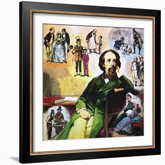 Charles Dickens with His Characters-Ralph Bruce-Framed Giclee Print