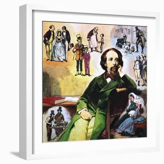 Charles Dickens with His Characters-Ralph Bruce-Framed Giclee Print