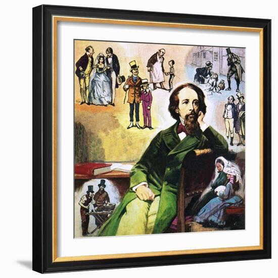 Charles Dickens with His Characters-Ralph Bruce-Framed Giclee Print