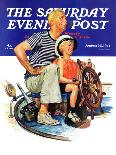 "Father Teaching Son to Sail," Saturday Evening Post Cover, August 30, 1941-Charles Dye-Laminated Giclee Print