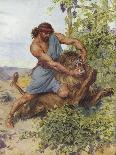 Samson seized the lion and tore it to pieces-Charles Edmund Brock-Giclee Print