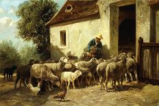 A Shepherdess and Sheep in a Barbizon Landscape-Charles Emile Jacque-Giclee Print