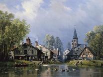 A River Scene in France-Charles Euphrasie Kuwasseg-Framed Giclee Print