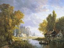 A River Scene in France-Charles Euphrasie Kuwasseg-Giclee Print