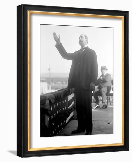 Charles Evans Hughes campaigning in presidential election, 1916-Harris & Ewing-Framed Photographic Print