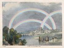 Three Rainbows Over a River with a Bridge in the Background and Ships in the Foreground-Charles F. Bunt-Art Print