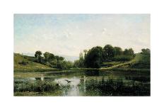Landscape with a Sunlit Stream, c.1877-Charles-François Daubigny-Premium Giclee Print