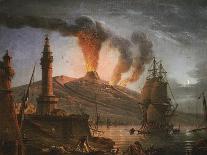 Eruption of Vesuvius at Night with Fishermen Unloading Their Nets Near the Lighthouse, 1781-Charles-francois Grenier De La Croix-Premier Image Canvas