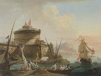 View of a Mediterranean Port-Charles Francois Lacroix de Marseille-Giclee Print