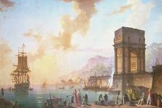 View of a Mediterranean Port-Charles Francois Lacroix de Marseille-Giclee Print