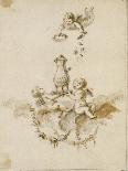 Album factice : Deux amours sur un nuage portant une chocolatière couronnée par un troisième-Charles Germain de Saint-Aubin-Giclee Print