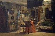 Eugene Giraud (1806-81) in His Studio with His Brother, Charles and His Son, Victor-Charles Giraud-Giclee Print