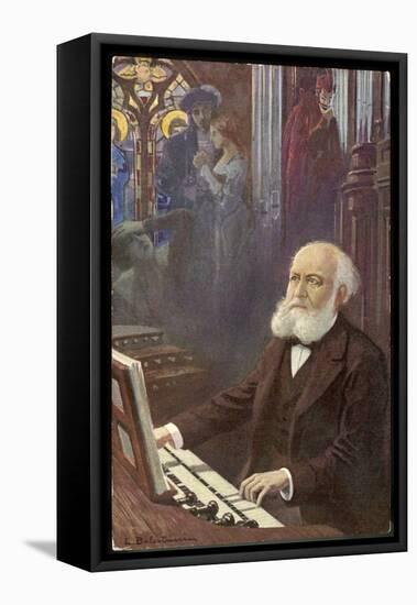 Charles Gounod French Musician and Composer Depicted Composing His Opera Faust-L. Balestrieri-Framed Stretched Canvas