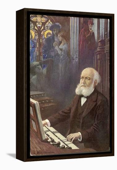 Charles Gounod French Musician and Composer Depicted Composing His Opera Faust-L. Balestrieri-Framed Stretched Canvas