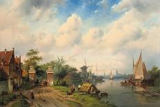 Crossing the River in the Evening Lighht, 1844-Charles Henri Joseph Leickert-Framed Giclee Print