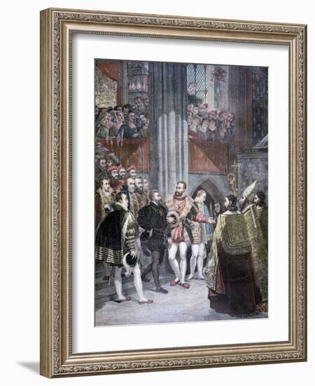Charles I and Charles Quint in the Basilica of Saint Denis, Paris, 1893-Antoine-Jean Gros-Framed Giclee Print