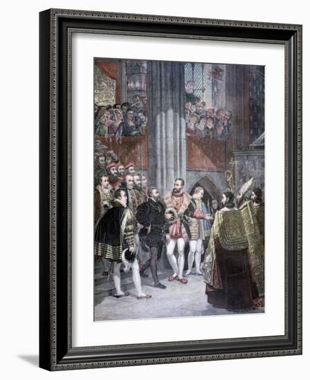 Charles I and Charles Quint in the Basilica of Saint Denis, Paris, 1893-Antoine-Jean Gros-Framed Giclee Print