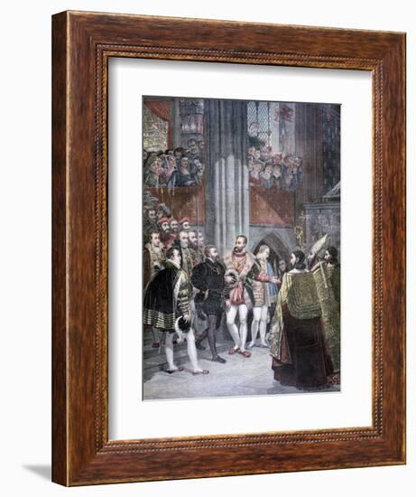 Charles I and Charles Quint in the Basilica of Saint Denis, Paris, 1893-Antoine-Jean Gros-Framed Giclee Print