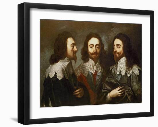 Charles I in Three Positions (1600-49) Painting after Van Dyck-Carlo Maratta or Maratti-Framed Giclee Print